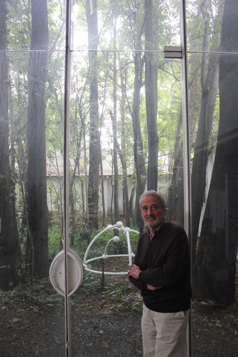 Vicente Rojo y los árboles de su taller. Foto: Emilio Alvarez 